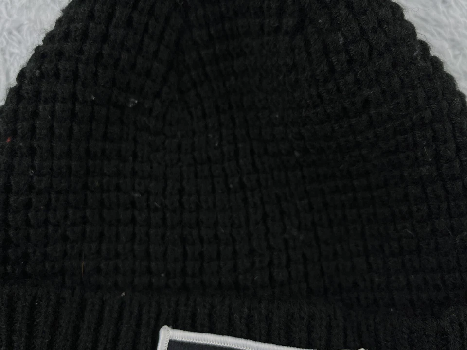 Up All Night Beanie Toque Adult One Size Black Waffle Knit Embroidered Acrylic - Image 3 of 4