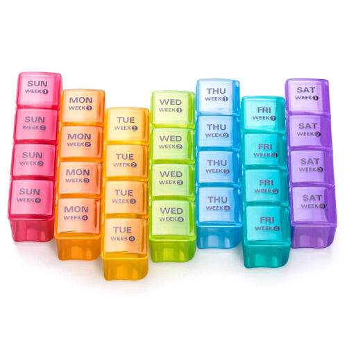 Sukuos 28 Day Pill Organizer, Large Moisture-Resistant 4 Week Case - Picture 3 of 4