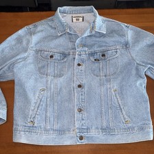 Vintage Lee Riders Jean Trucker Jacket XL Denim Made USA Medium Light Wash 90s
