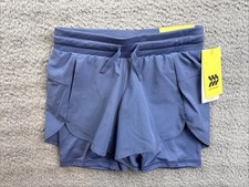 All In Motion Shorts Girls Youth XS 4/5 Blue Active Light 2-in-1 Mid Rise Liner