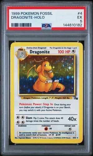 144810182 Dragonite 1999 Pokemon Fossil #4/62 PSA 5