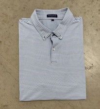 Peter Millar Crown Crafted Striped Performance Golf Polo Sz XL Blue White