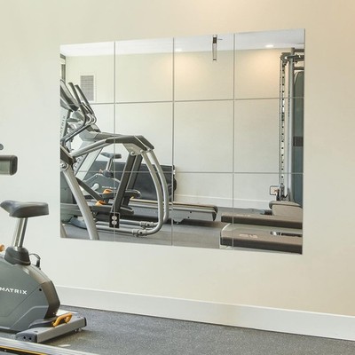 Ruomeng Home Gym Mirrors 12 Inch x 12Pcs Wall Mounted Mirror Glass Frameless Ful