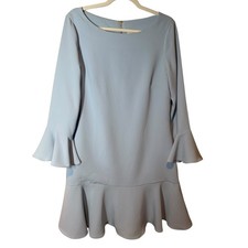 Sail to Sable Bell Sleeve Flounce Hem Dress Baby Blue Size 10 Preppy Minimal