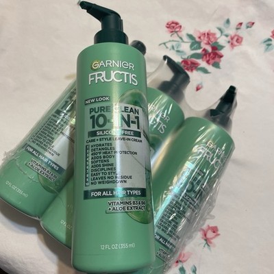 4~Garnier Fructis Pure Clean 10-in-1 Care&Styling Leave In Cream 12Oz Retired