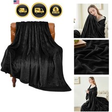 Fleece Blanket Black Throw Blankets for Couch  Bed, Luxury Plush Cozy Fuzzy ...