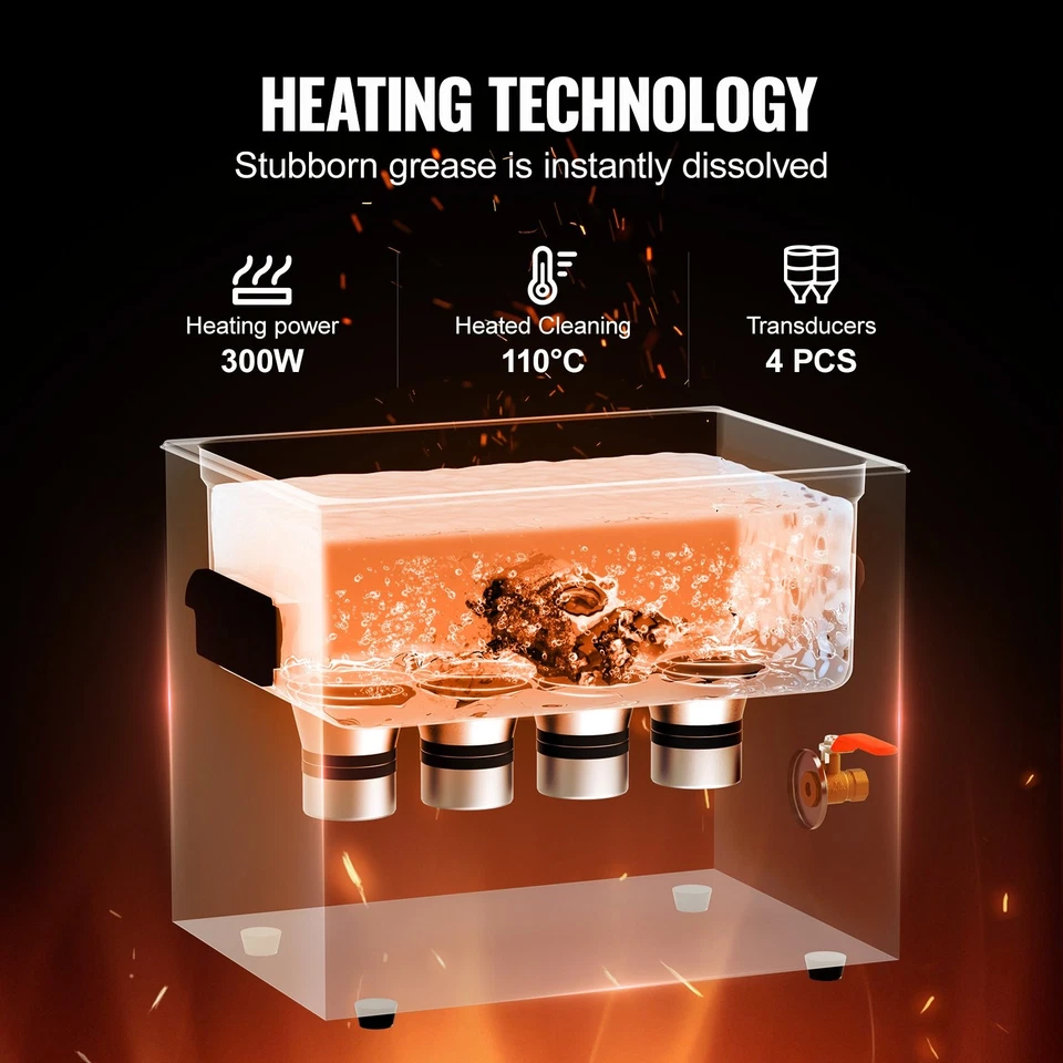 VEVOR 10L 超声波清洗机 带加热器定时器和篮子,专业数字儿子 — 第 3/4 张图片