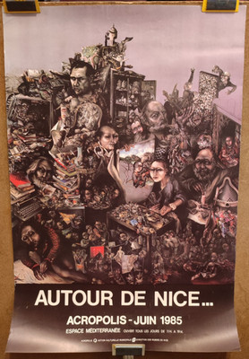 Original altes Plakat 1985 Rund um Nizza Akropolis /RS565