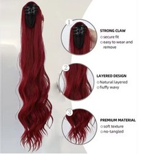 24 Inch Long Ponytail Synthetic Hair Extension With Claw For Women Long