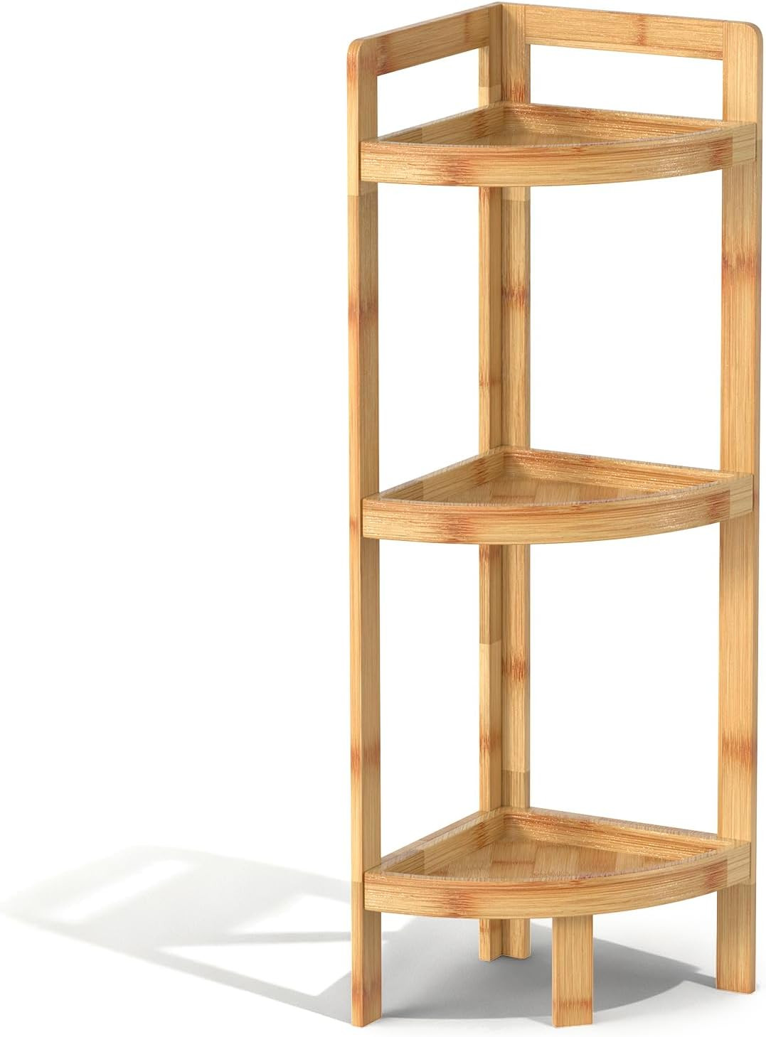 2025 New Bamboo Standing Shelf, 3 Tier Corner Shelf Staand, Free-Standing Shelf 