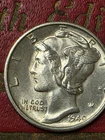 SOLID GEM BU+ : 1940-D  Mercury  SILVER Dime,  FABULOUS LUSTER FULL  SPLIT BANDS