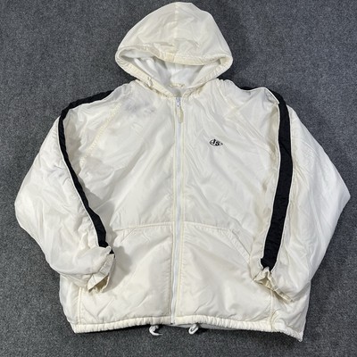 Interstate Jeans Windbreaker Jacket Large Men s White Hooded Vintage 90s