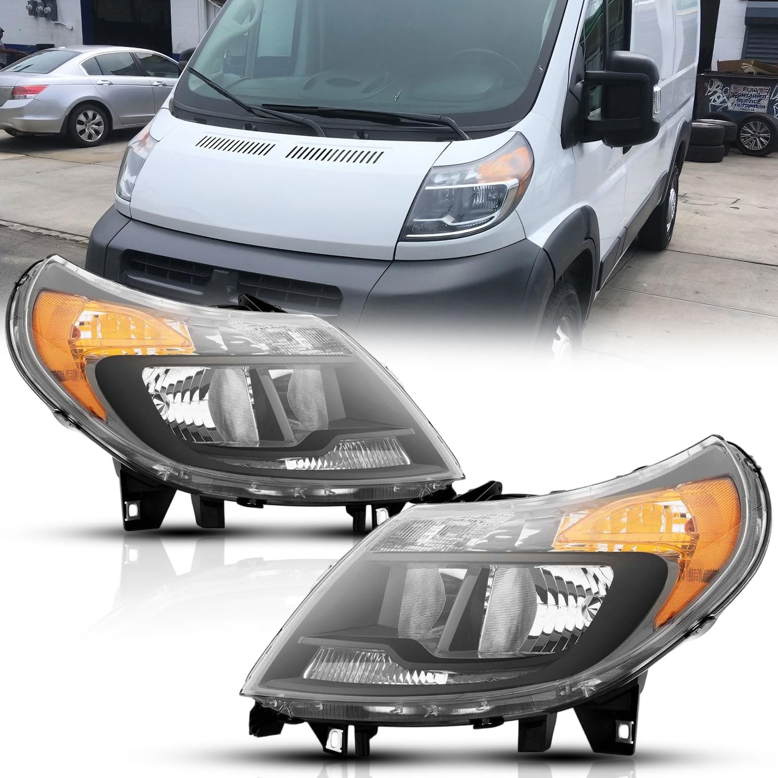 Headlights Assembly for 2014-2022 Dodge Ram Promaster 1500 2500 3500 LH&RH