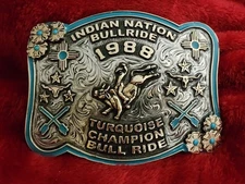 Rodeo☆1988☆X~Treme BULLRIDING Champion Trophy Buckle☆Indian Nation☆Rare☆X64