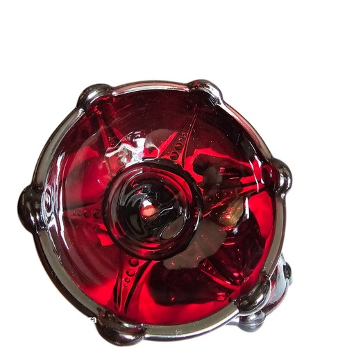 VTG MCM PAIR Anchor Hocking Royal Ruby Red Depression Glass Candle Holders - Picture 3 of 8