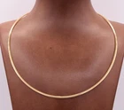 2.5mm Italian Reversible Omega Chain Necklace 14K Yellow Gold-Plated Silver 925