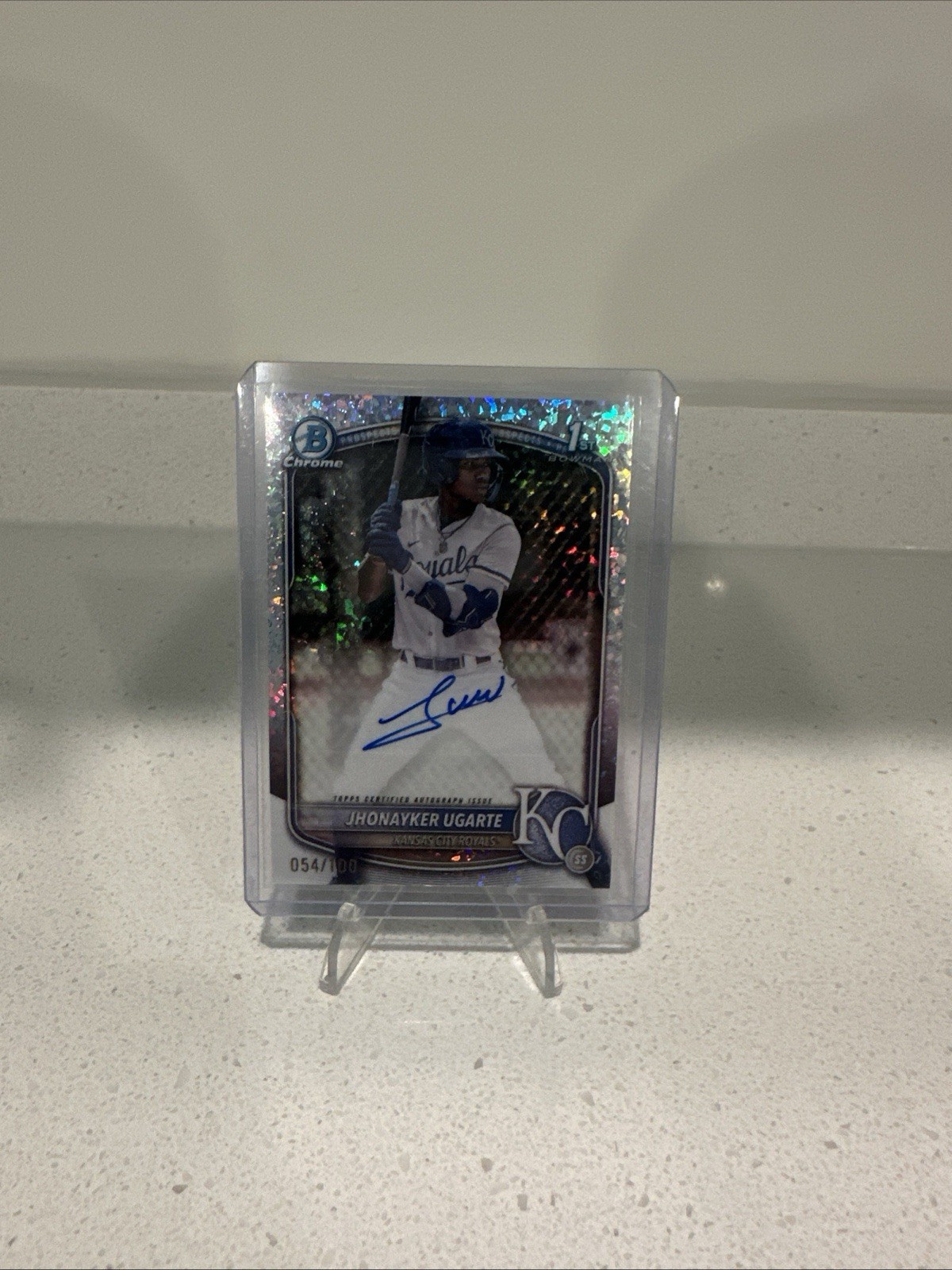 2025 Bowman Chrome 1st Auto Jhonayker Ugarte Royals Mini Diamond Refractor /100