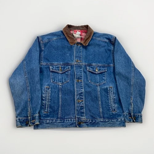 Marlboro Denim Jacket Mens L Country Store Blanket Lined Vtg 90s Jean Trucker - product listing photo