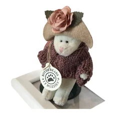 Boyds Bears Wuzzies Ornament Kitty Cat Thomasina F. Wuzzie Sweater Hat Paper Tag