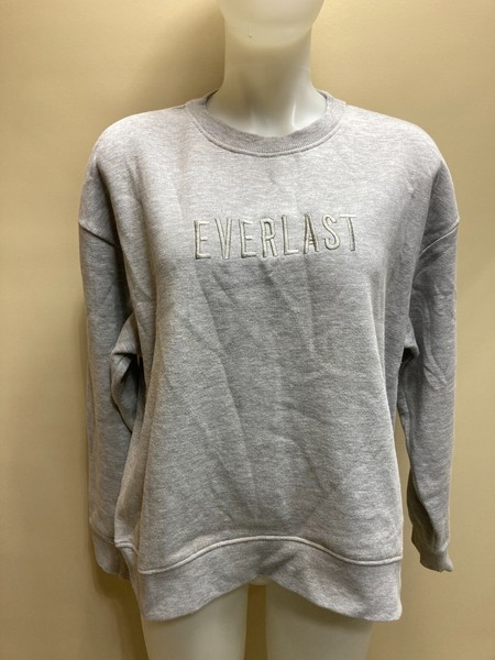 Everlast Grey Embroidered Crew Neck Sweatshirt Relaxed Fit Size 14