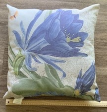 Pottery Barn Blue Blossom Botanical Flower Floral Pillow 18" X 18 Cottage Farm