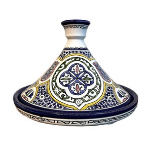 Vintage Hand Painted Moroccan Blue/White Ceramic Tagine Tajine - Moorish Arabic