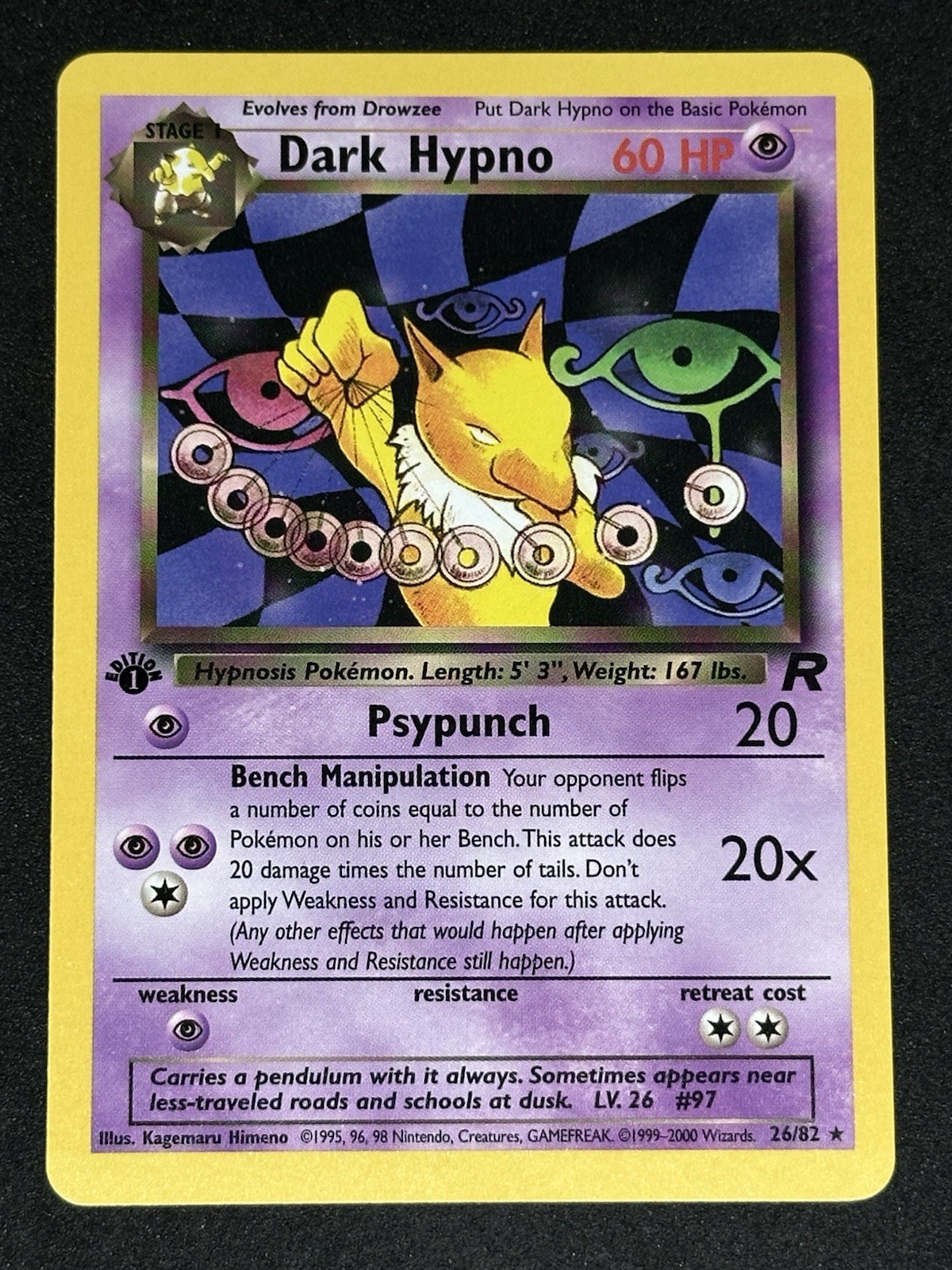 First Edition Dark Hypno Non-Holo 26/82 LP Vintage Team Rocket Pokemon Card TCG