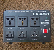 LVYUAN VTUS-3000 Step Up/Down Transformer 110V/230V 6 Outlets Black