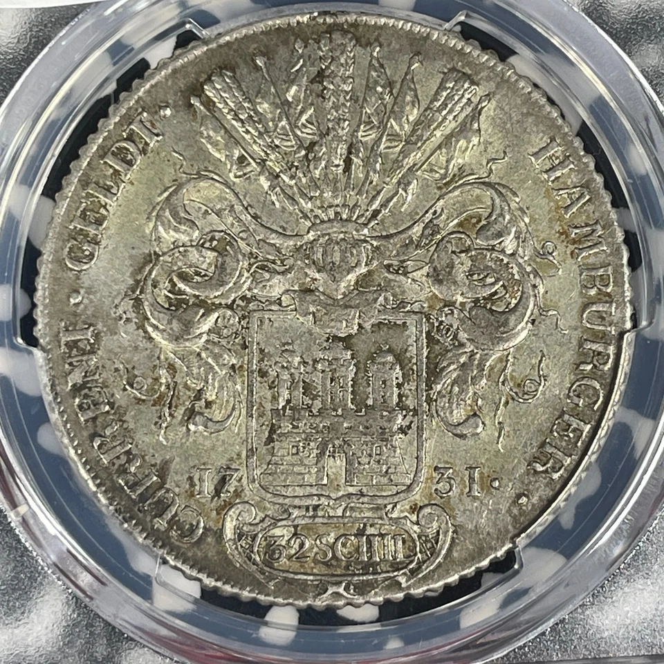 1731-IHL Germany Hamburg 32 Schilling PCGS MS62 Lot#G1257 Silver! Top Graded! - Image 4 of 4