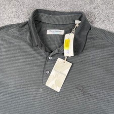 Tommy Bahama IslandZone Polo Shirt Mens XL Gray Striped Cotton Stretch NEW NWT