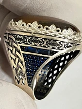 Men 925 Silver Ring Yemen Aqeeq Agate Tiger Modern Design عقيق يمني عين النمر