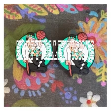 2 Pce BOSTON Basketball Team Silicone Focal Beads DIY Jewelry Pens+ NEW