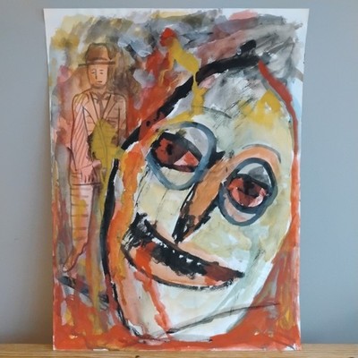 Kühnes abstraktes Portrait Menschen Gemälde FK Owen helle Kunst Frauen Figuren Gesicht