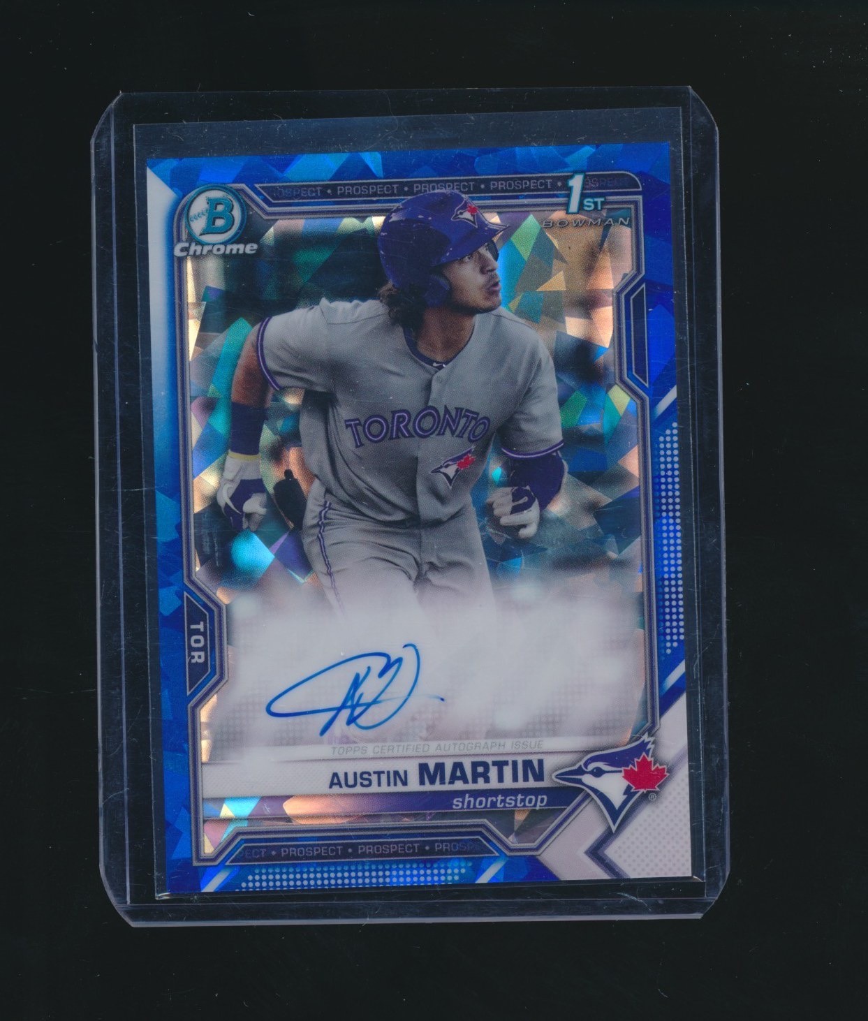 AUSTIN MARTIN 2021 BOWMAN CHROME SAPPHIRE 1ST RC AUTO #BSPA-AM