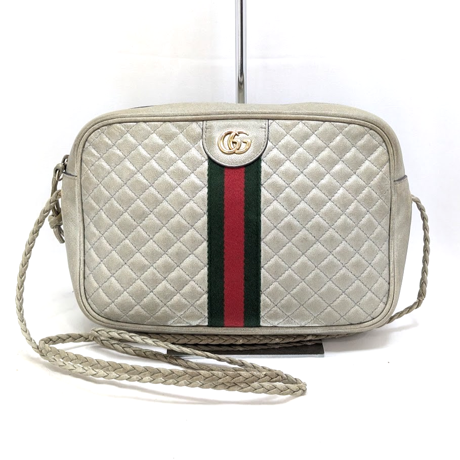 Gucci GG Marmont Sherry Line Quilted Leather Shoulder Bag Silver