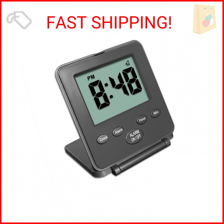 Digital Travel Alarm Clock - No Bells, No Whistles, Simple Basic Operation, Loud