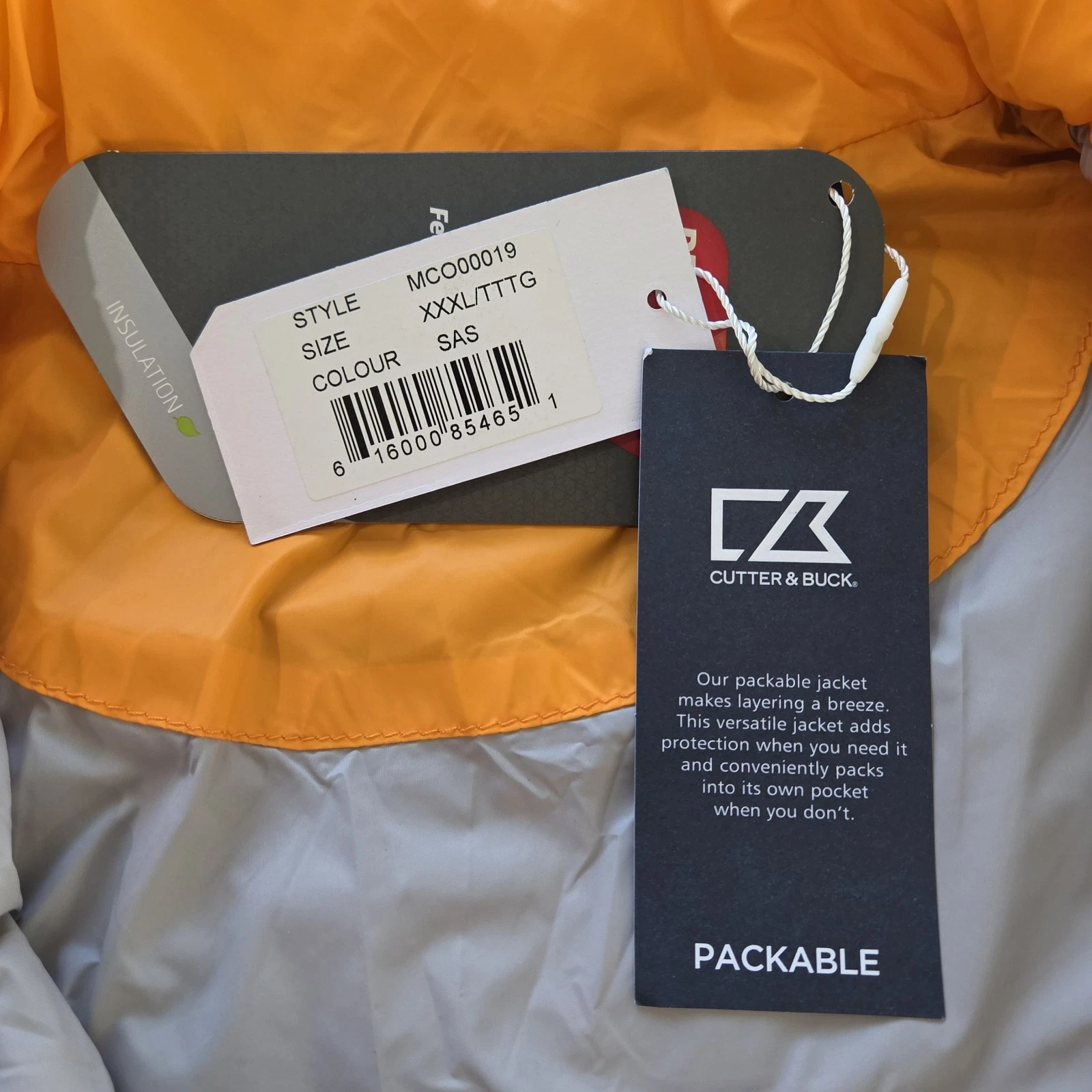 Cutter & Buck Rainer PrimaLoft Eco Insulated Orange Zip Puffer Vest Men's 3XL image 3