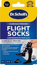 Scholl Flight Socks - Cotton Feel , Black , Size 3-6, 1 Pair