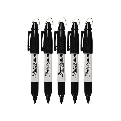 Mini Permanent Markers with Golf Keychain Clips, Fine Point, Black Ink, Pack ...