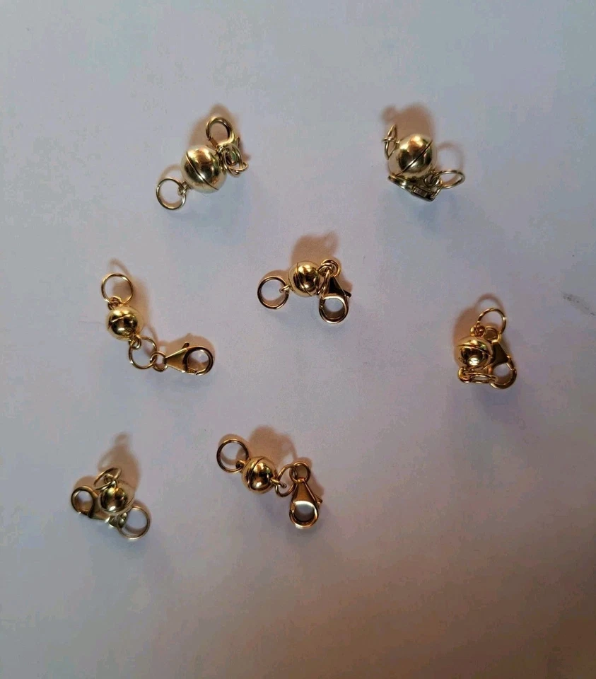 Lote de 7 cierres de broche de collar magnético fuerte oro sobre plata de ley 925  Foto 2 de 4