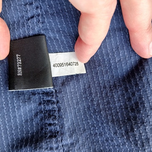 R&R Blau Baumwolle Knopfleiste Hemd Herren XL Lang Krempelriegel Ärmel Jacquard Streifen - Bild 14 von 15