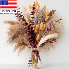 Fall Dried Flower Bouquet with Pampas Grass, Orange Bunny Tails, Lavender  Red
