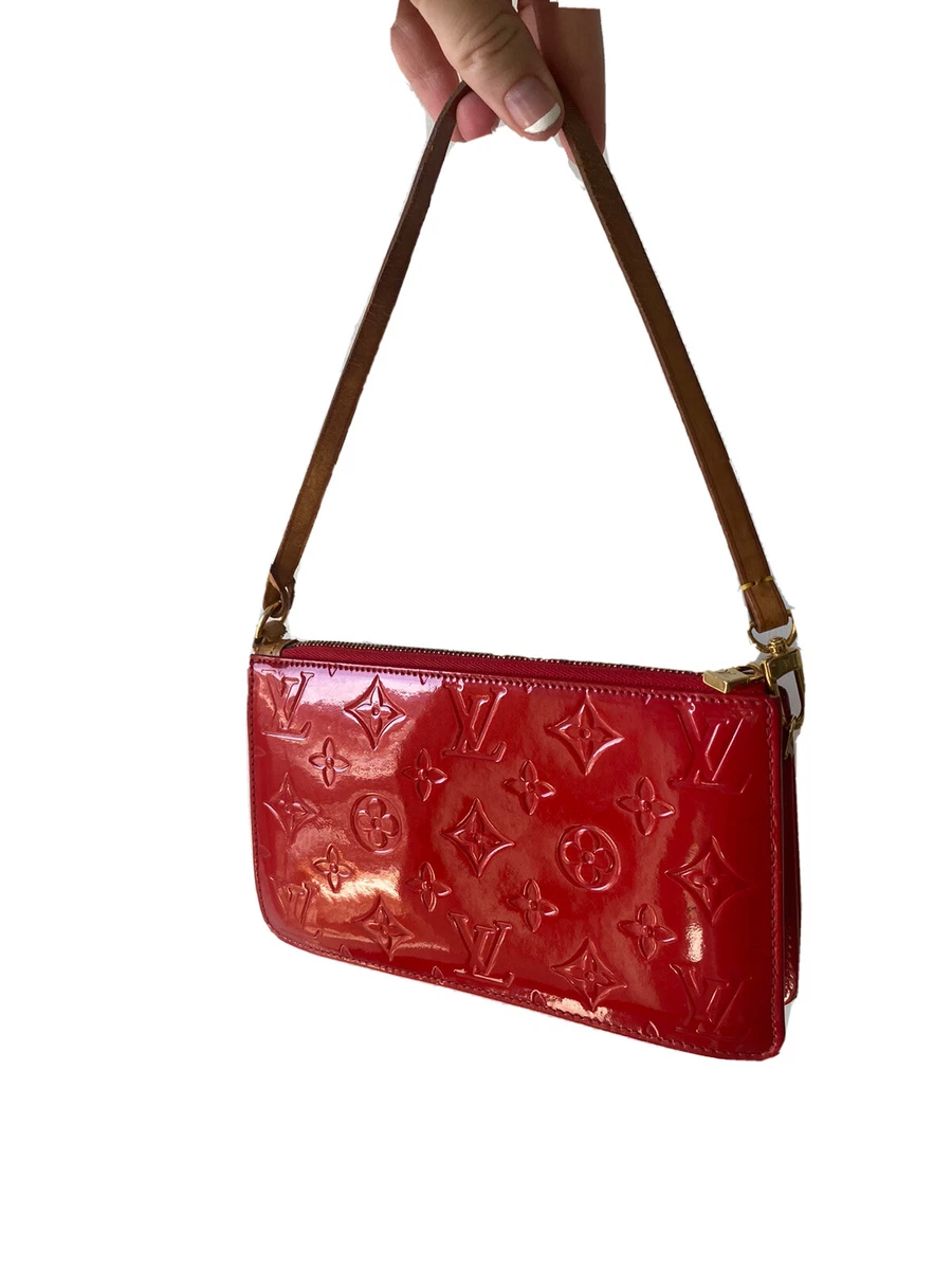 LOUIS VUITTON Pochette Accessoires NM Monogram Vernis Pouch Bag Red 