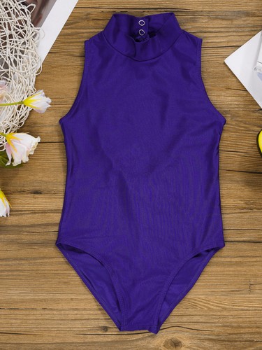 Girls Sleeveless Backless Ballet Dance Leotard Mock Neck Gymnastics Bodysuit - 第 37/54 張圖片