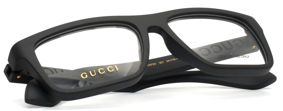 GUCCI GG1572O 001 Matte Black Mens Rectangle Eyeglasses 54