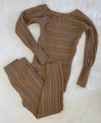 Crochet Sweater Set Mocha Camel Brown 