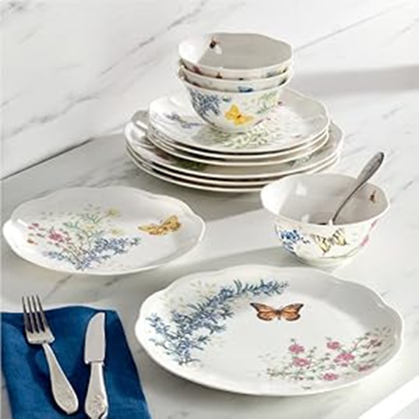 Lenox  Butterfly Meadow Herbs 12-Piece Porcelain Dinnerware Set Service for 4