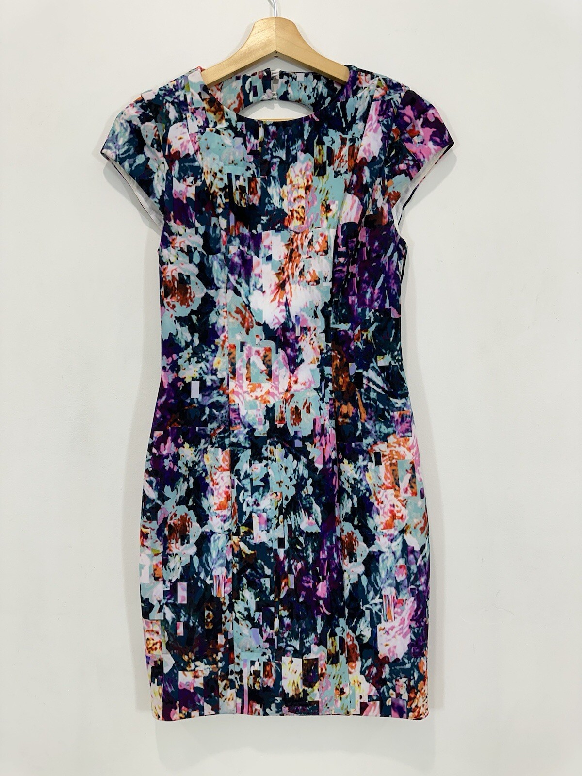 Kookai Bodycon Dress Women 36 (AU 8) Floral Cut Out Back Knee Length Lined