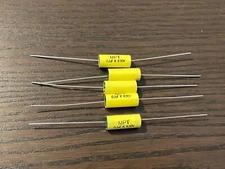 US Stock 5x 0.1uF .1MFD 100nf 630V Long Leads Axial Yellow Film Capacitors