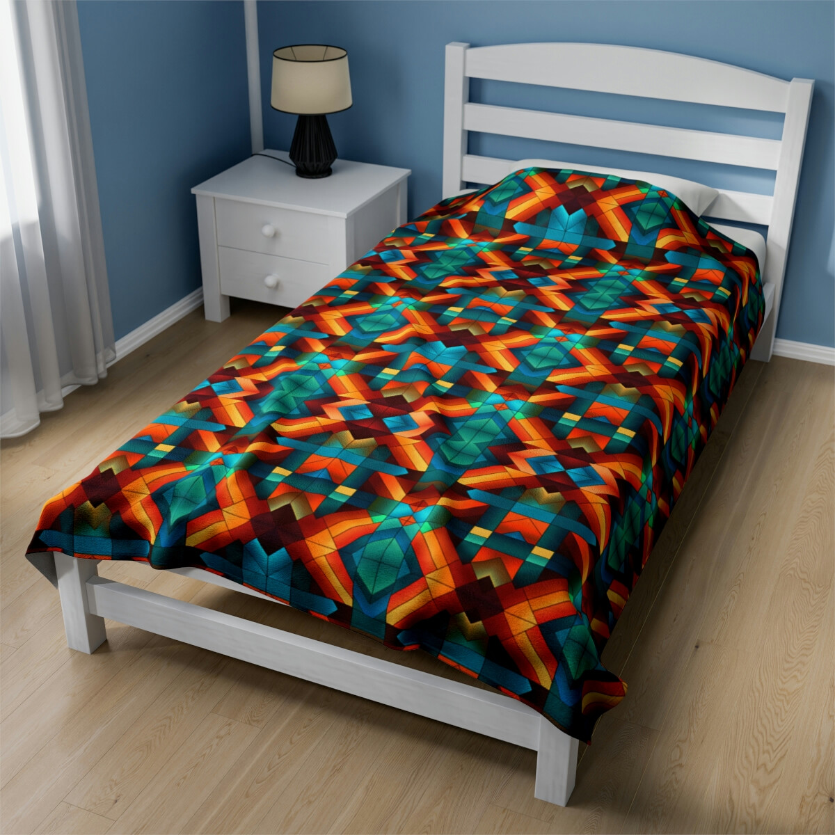 Geometric Tile Colorful Velveteen Plush Blanket